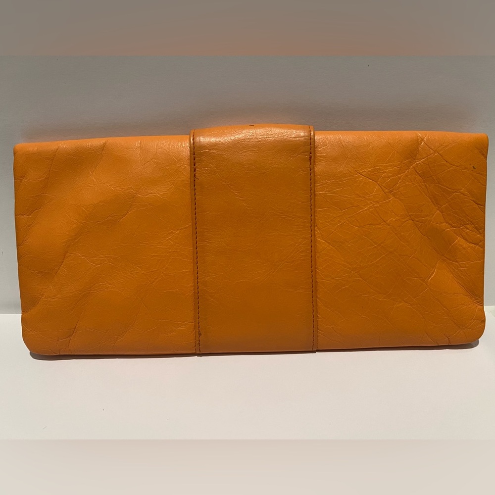 🧡 Hobo International Orange Leather Clutch Bag - Picture 2 of 6